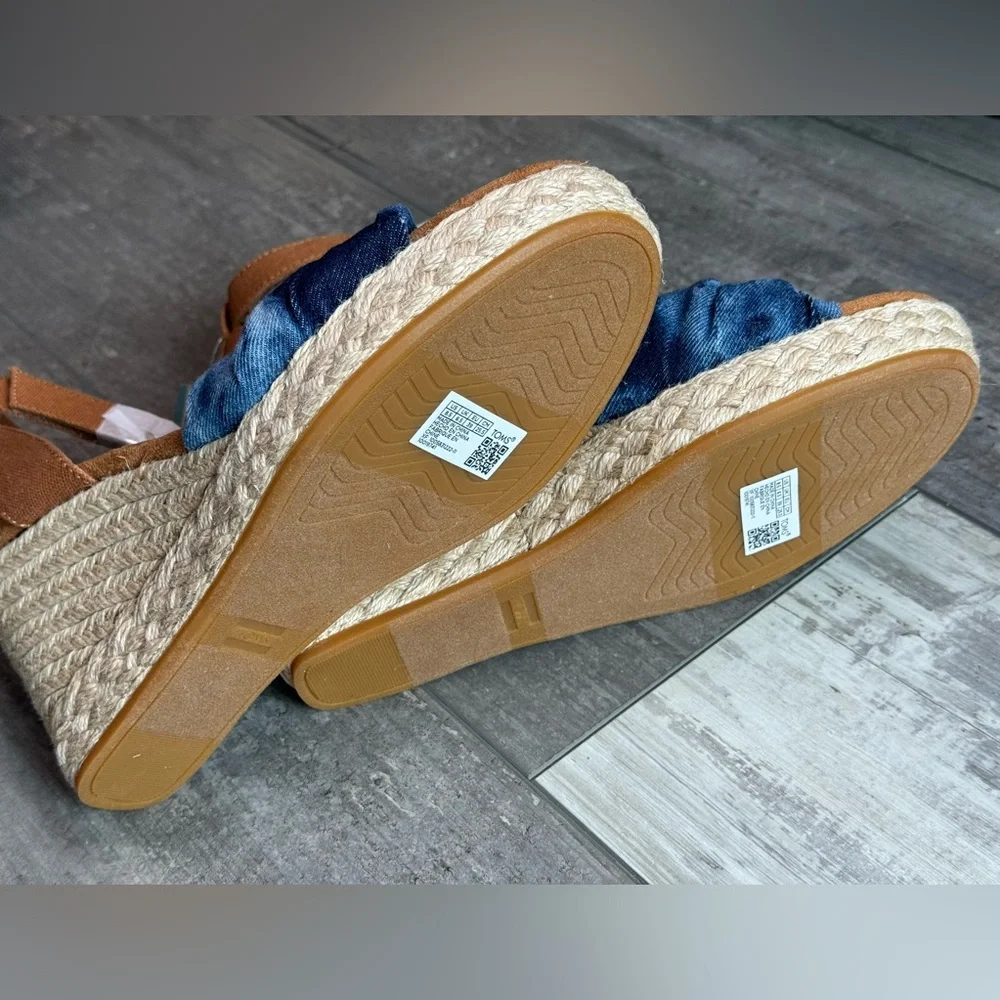 Tom’s Marisela wedge heel sandal espadrille blue NWT size 8.5